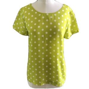 J CREW Chartreuse Green I White Dot Blouse I XS